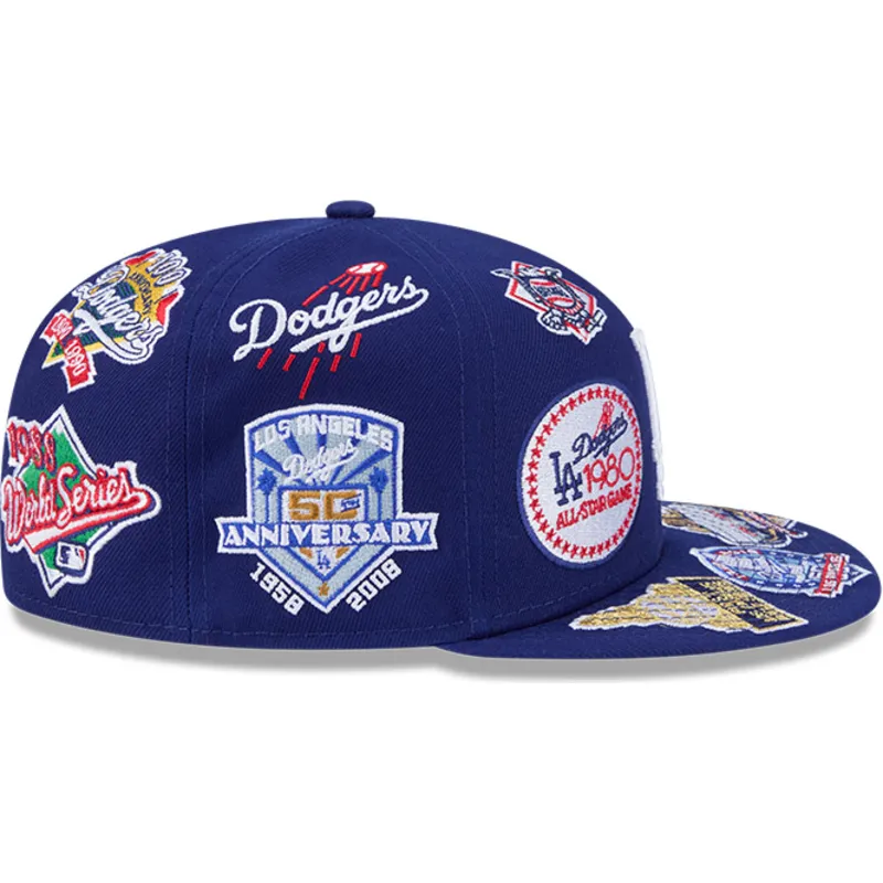 blaue-flache-verstellbare-59fifty-all-over-logos-kappe-der-los-angeles-dodgers-mlb-von-new-era