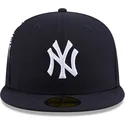 marineblaue-anliegende-59fifty-hidden-hit-flat-cap-der-new-york-yankees-mlb-von-new-era