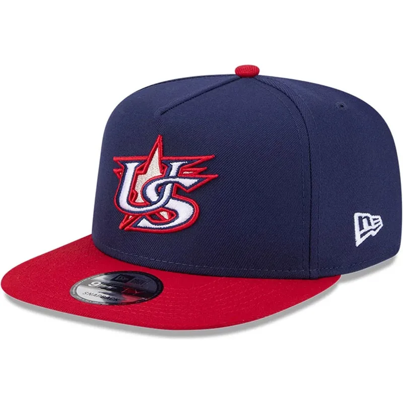 casquette-plate-bleue-marine-et-rouge-snapback-9fifty-a-frame-usa-2026-world-baseball-classic-new-era