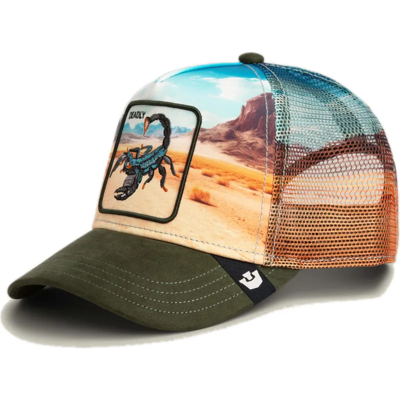 mehrfarbige-trucker-kappe-skorpion-deadly-scorpion-in-the-element-the-farm-von-goorin-bros