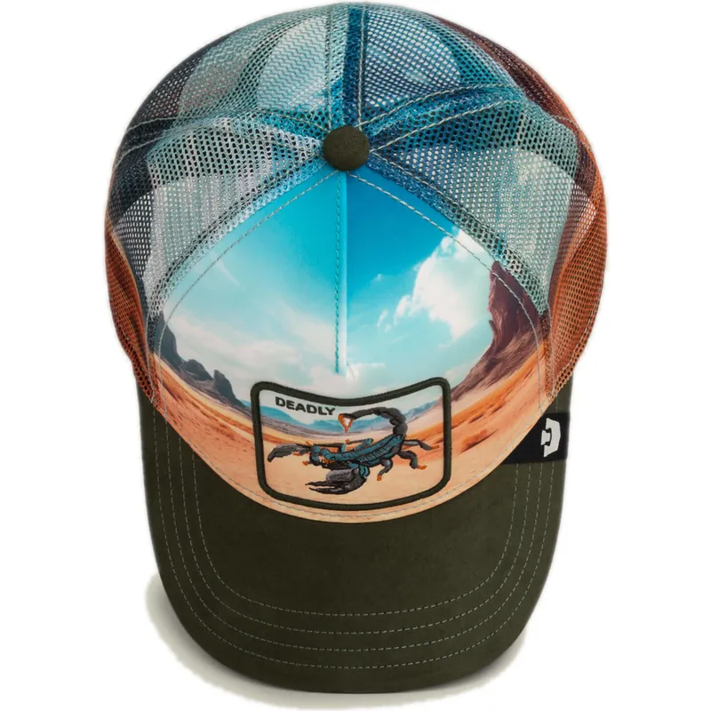 mehrfarbige-trucker-kappe-skorpion-deadly-scorpion-in-the-element-the-farm-von-goorin-bros