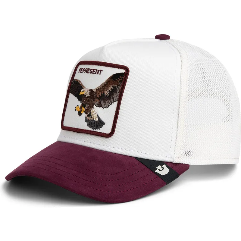 trucker-cap-weiss-und-weinrot-adler-represent-microsuede-eagle-the-farm-von-goorin-bros trucker-cap-weiss-und-weinrot-adler-represent-microsuede-eagle-the-farm-von-goorin-bros