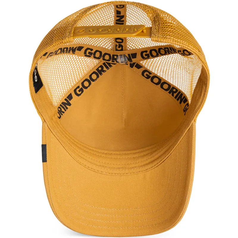 braune-trucker-kappe-fur-jungen-katze-curious-cat-mini-the-farm-von-goorin-bros