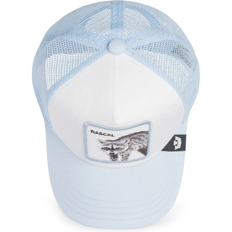 hellblaue-trucker-kappe-fur-jungen-waschbar-rascal-raccoon-mini-the-farm-von-goorin-bros