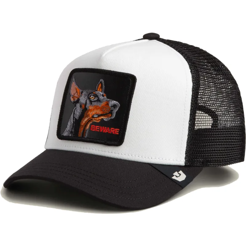 trucker-cap-schwarz-dobermann-hund-beware-the-farm-von-goorin-bros
