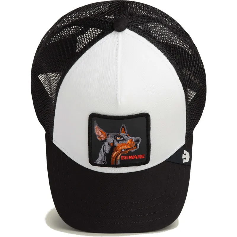trucker-cap-schwarz-dobermann-hund-beware-the-farm-von-goorin-bros