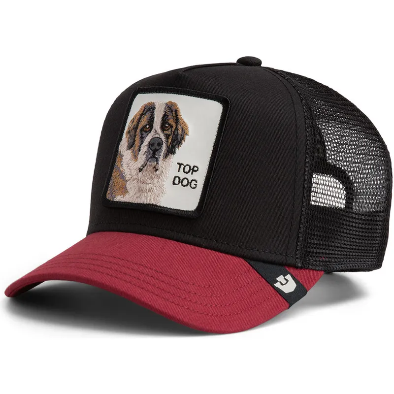 trucker-cap-schwarz-und-rot-hund-crush-top-dog-the-farm-von-goorin-bros