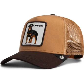 Casquette trucker marron pour enfant chien rottweiler Bad Boy Mini The Farm Goorin Bros.