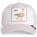 trucker-cap-weiss-und-rosa-fur-jungen-gans-whisper-silly-the-farm-von-goorin-bros