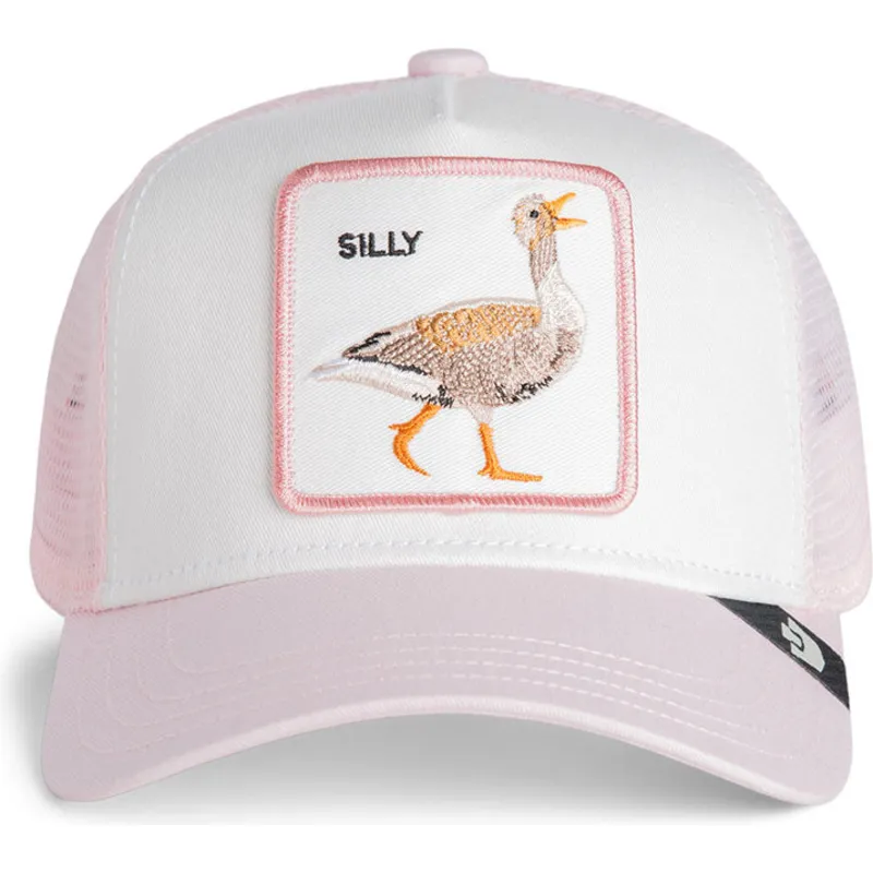 casquette-trucker-blanche-et-rose-pour-enfant-oie-whisper-silly-the-farm-goorin-bros