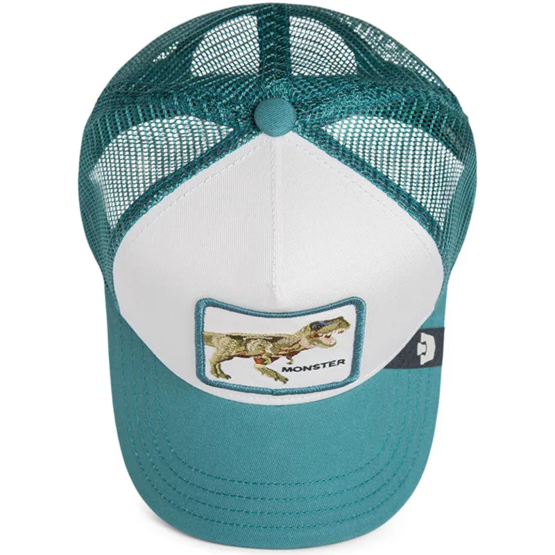 grune-trucker-kappe-fur-jungen-t-rex-dinosaurier-sea-monster-the-farm-von-goorin-bros