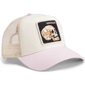 casquette-trucker-beige-et-rose-crane-the-cancelled-skull-whisper-the-farm-goorin-bros