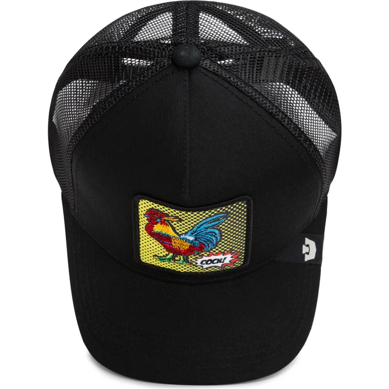 casquette-trucker-noire-coq-cock-rooster-pop-art-2-the-farm-goorin-bros