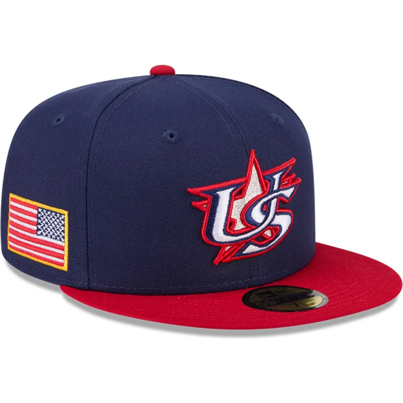 casquette-plate-bleue-marine-et-rouge-ajustee-59fifty-usa-2026-world-baseball-classic-new-era