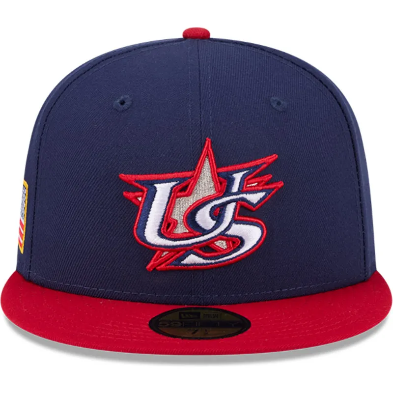 marineblaue-und-rote-anliegende-flat-cap-59fifty-usa-2026-world-baseball-classic-von-new-era