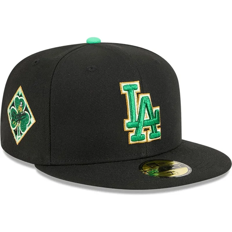 schwarze-anliegende-59fifty-flatcap-saint-patrick-s-day-der-los-angeles-dodgers-mlb-von-new-era