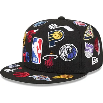 Casquette plate noire ajustée 59FIFTY All Over NBA New Era