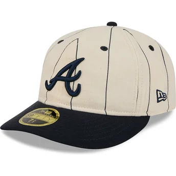 Mützen gebogen beige angepasst 59FIFTY Retro Crown Linen der Atlanta Braves MLB von New Era