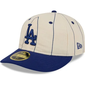 Mützen gebogen beige angepasst 59FIFTY Retro Crown Linen der Los Angeles Dodgers MLB von New Era