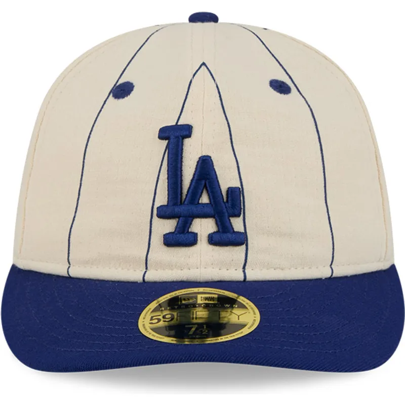 casquette-courbee-beige-ajustee-59fifty-retro-crown-linen-los-angeles-dodgers-mlb-new-era