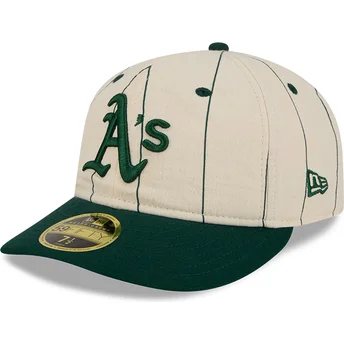 Mützen gebogen beige angepasst 59FIFTY Retro Crown Linen der Oakland Athletics MLB von New Era
