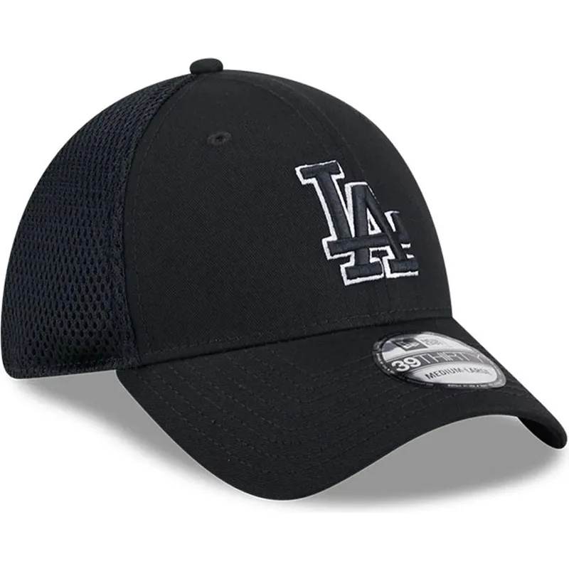 schwarze-enganliegende-trucker-kappe-mit-schwarzem-logo-39thirty-evergreen-neo-der-los-angeles-dodgers-mlb-von-new-era