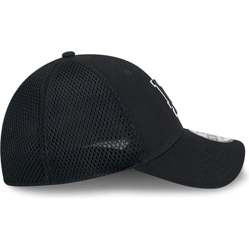 schwarze-enganliegende-trucker-kappe-mit-schwarzem-logo-39thirty-evergreen-neo-der-los-angeles-dodgers-mlb-von-new-era