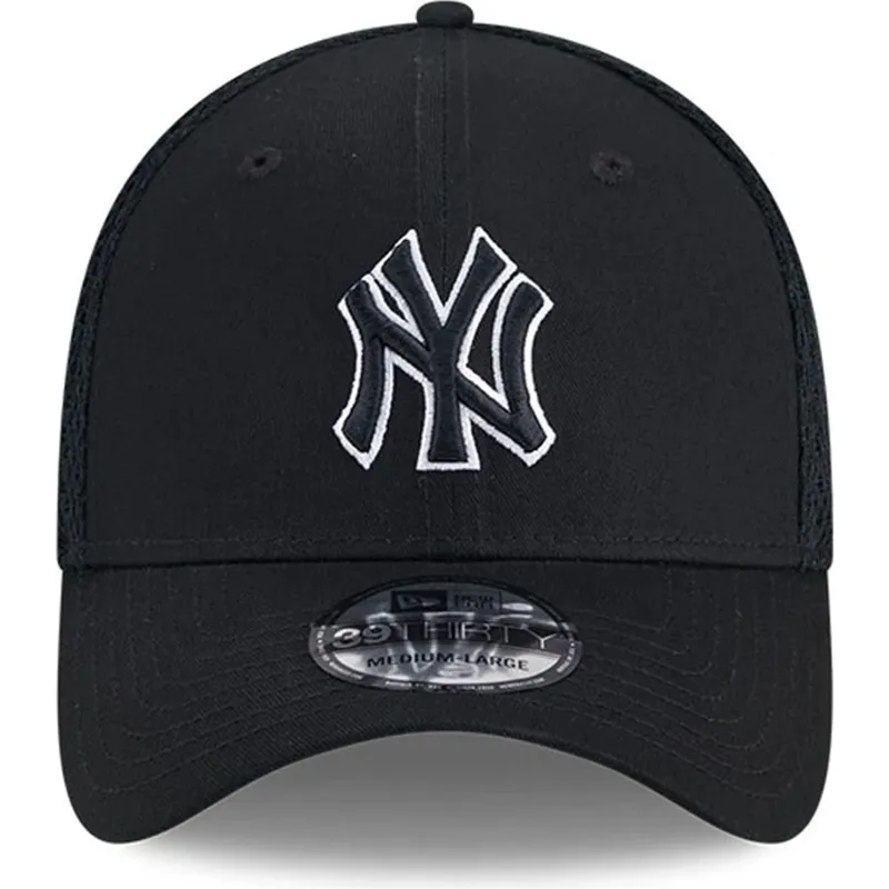 schwarze-angepasste-trucker-kappe-mit-schwarzem-logo-39thirty-evergreen-neo-der-new-york-yankees-mlb-von-new-era schwarze-angepasste-trucker-kappe-mit-schwarzem-logo-39thirty-evergreen-neo-der-new-york-yankees-mlb-von-new-era