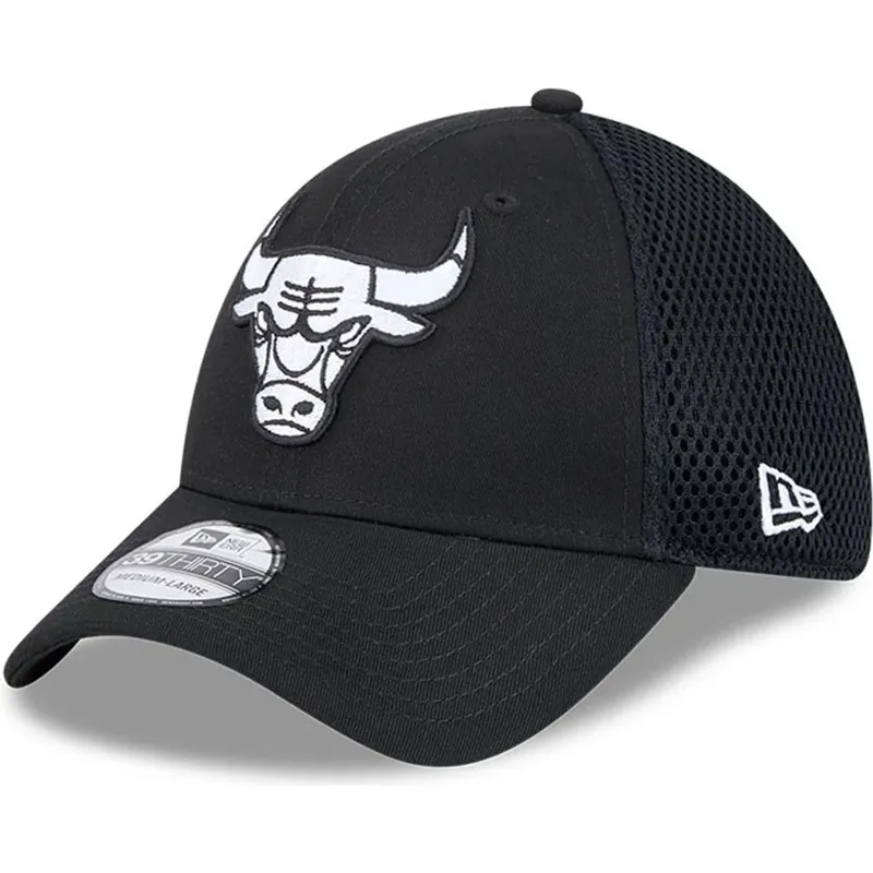casquette-trucker-noire-ajustee-39thirty-evergreen-neo-chicago-bulls-nba-new-era