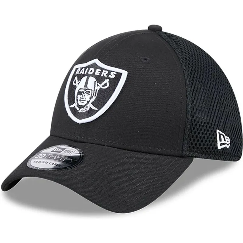schwarze-enganliegende-39thirty-evergreen-neo-trucker-cap-der-las-vegas-raiders-nfl-von-new-era