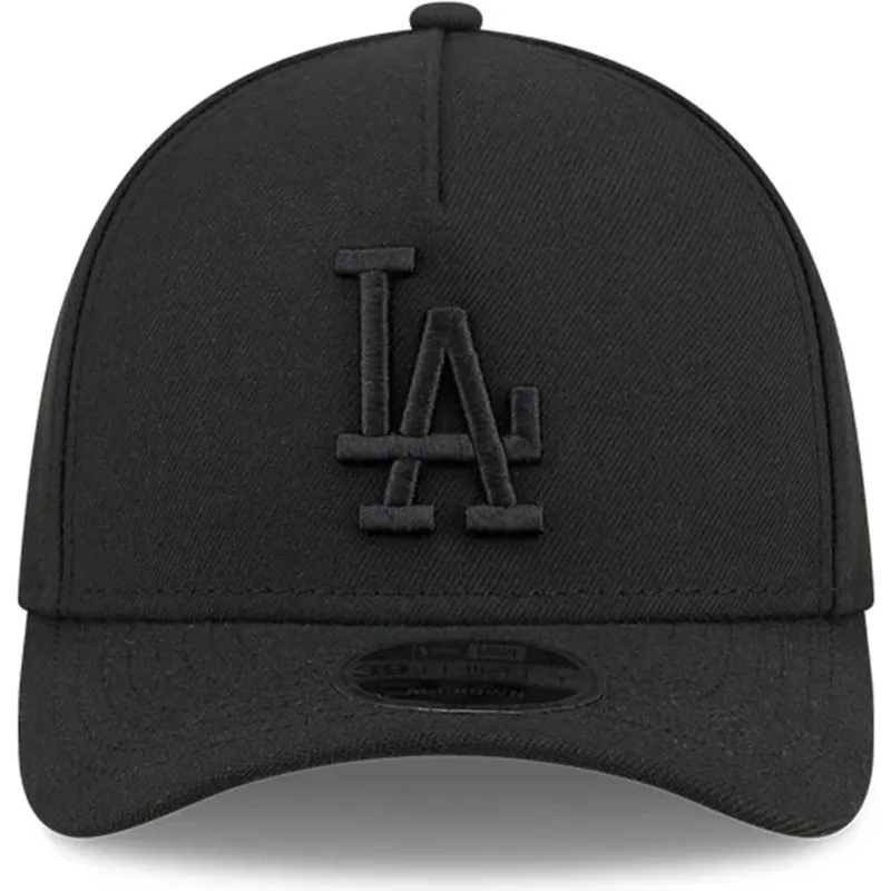 schwarze-gebogene-verstellbare-kappe-mit-schwarzem-logo-39thirty-m-crown-a-frame-der-los-angeles-dodgers-mlb-von-new-era