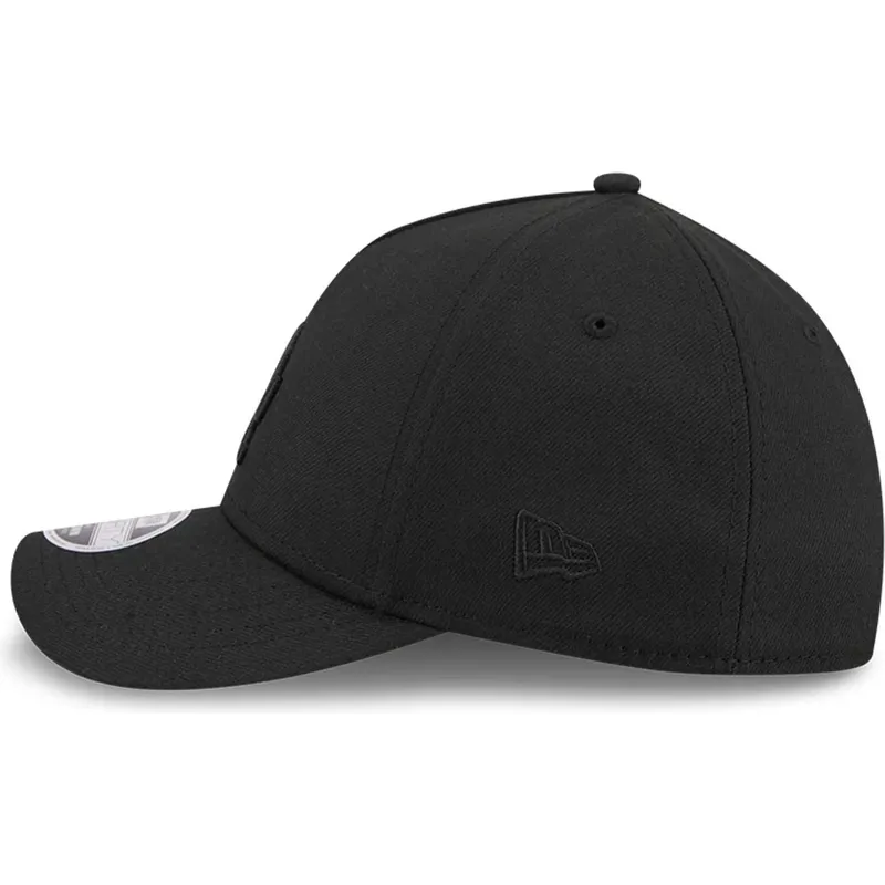schwarze-gebogene-verstellbare-kappe-mit-schwarzem-logo-39thirty-m-crown-a-frame-der-los-angeles-dodgers-mlb-von-new-era