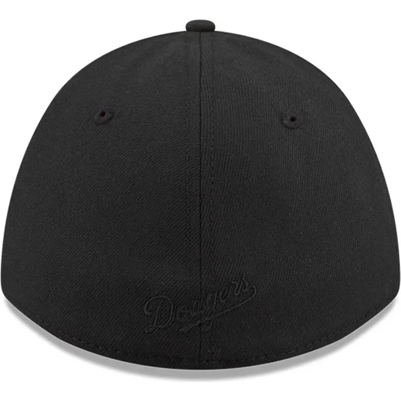 schwarze-gebogene-verstellbare-kappe-mit-schwarzem-logo-39thirty-m-crown-a-frame-der-los-angeles-dodgers-mlb-von-new-era