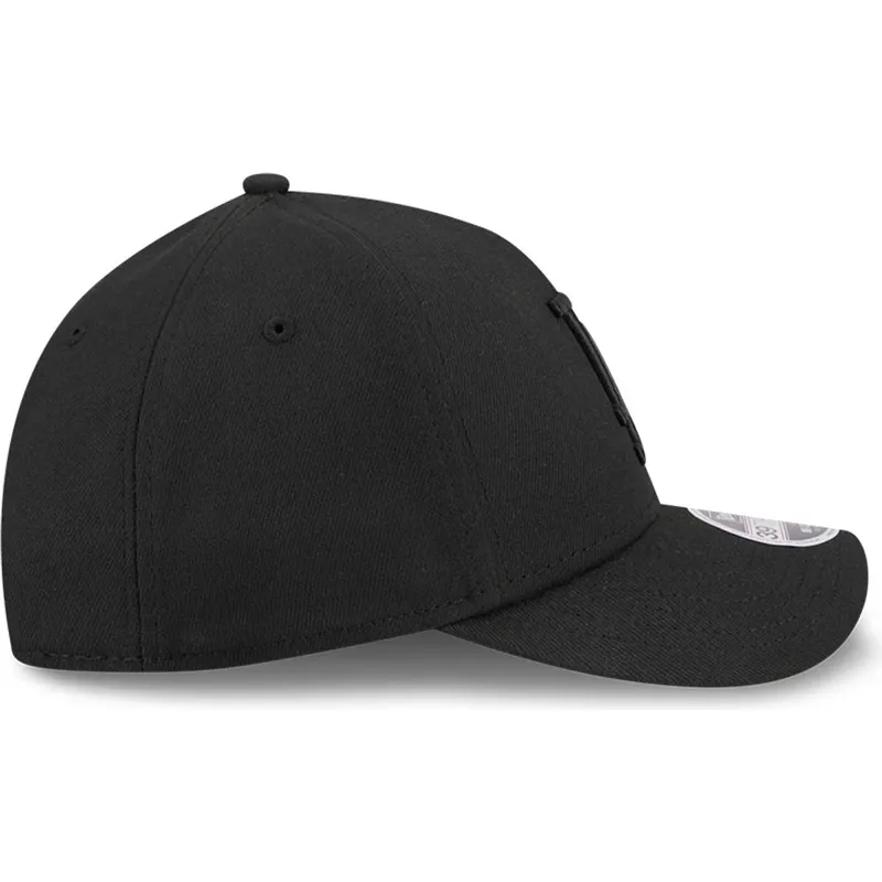 schwarze-gebogene-verstellbare-kappe-mit-schwarzem-logo-39thirty-m-crown-a-frame-der-los-angeles-dodgers-mlb-von-new-era