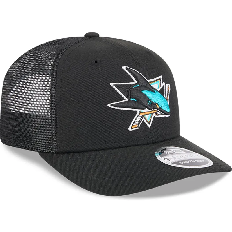 casquette-trucker-noire-9seventy-stretch-snap-evergreen-san-jose-sharks-nhl-new-era