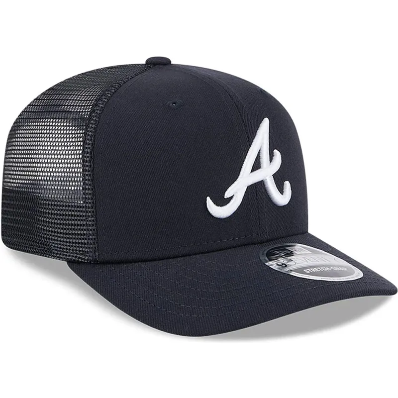 marineblaue-trucker-kappe-9seventy-stretch-snap-evergreen-der-atlanta-braves-mlb-von-new-era