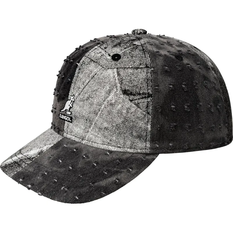 schwarze-verstellbare-curved-cap-denim-mashup-black-trompe-l-oeil-von-kangol