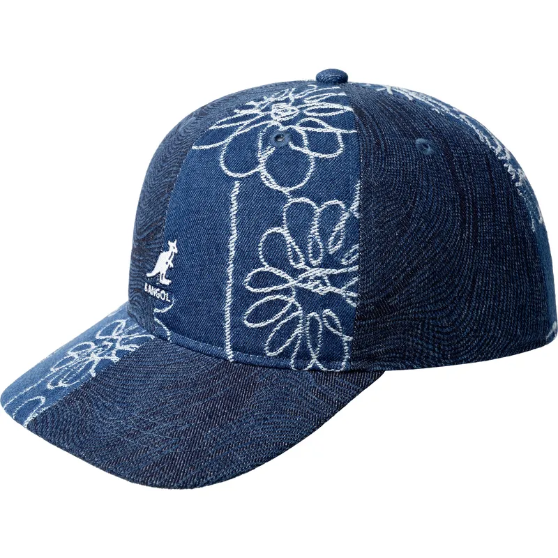 marineblaue-verstellbare-curved-cap-denim-mashup-medium-blue-floral-von-kangol marineblaue-verstellbare-curved-cap-denim-mashup-medium-blue-floral-von-kangol