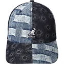 casquette-courbee-bleue-ajustable-denim-mashup-blue-picnic-kangol