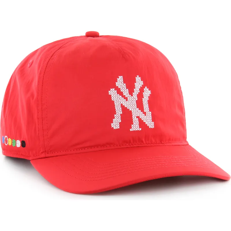 rote-gebogene-snapback-kappe-hitch-lc-eight-bit-hero-der-new-york-yankees-mlb-von-47-brand