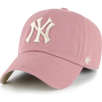 Mützen gebogen rosa verstellbares band Clean Up Ballpark der New York Yankees MLB von 47 Brand