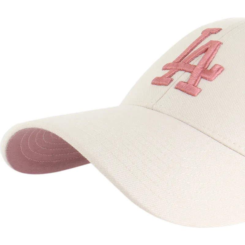 casquette-courbee-beige-snapback-avec-logo-rose-mvp-ballpark-los-angeles-dodgers-mlb-47-brand