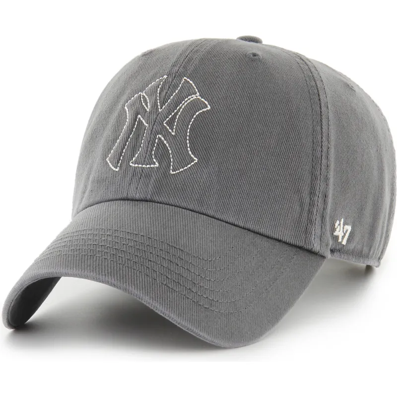casquette-courbee-grise-ajustable-clean-up-trailer-new-york-yankees-mlb-47-brand