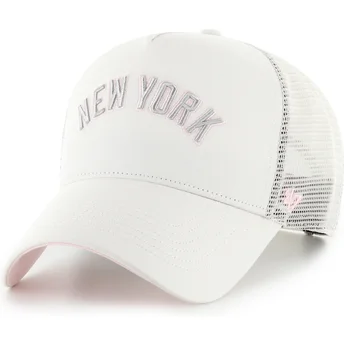 Casquette trucker beige et rose Offside DT Soft Glow Script New York Yankees MLB 47 Brand