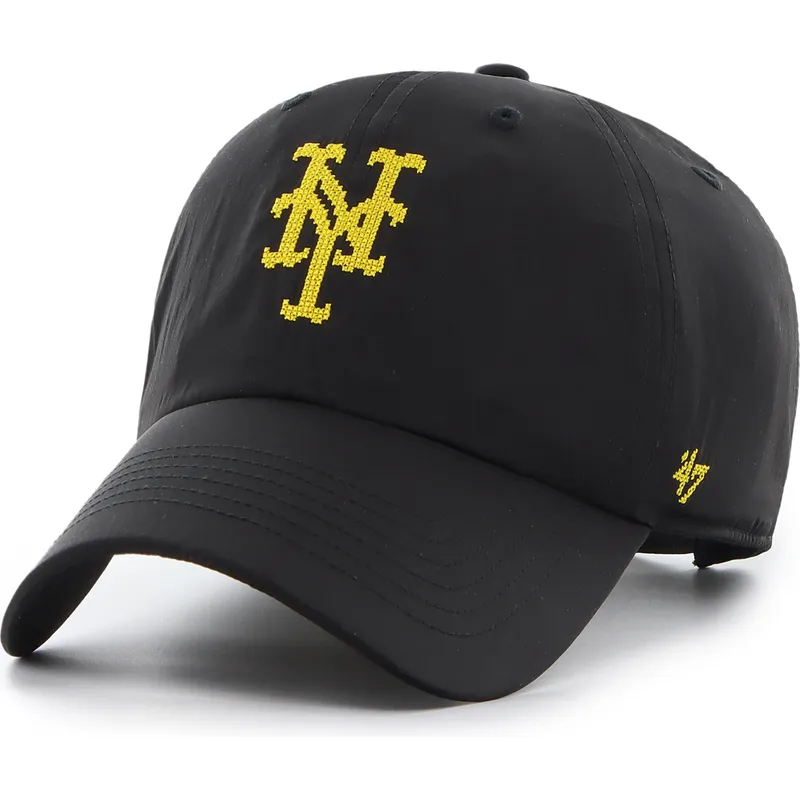 casquette-courbee-noire-ajustable-clean-up-eight-bit-hero-new-york-mets-mlb-47-brand
