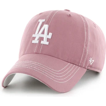 Mützen gebogen rosa verstellbares band Clean Up Contrast Stitch der Los Angeles Dodgers MLB von 47 Brand