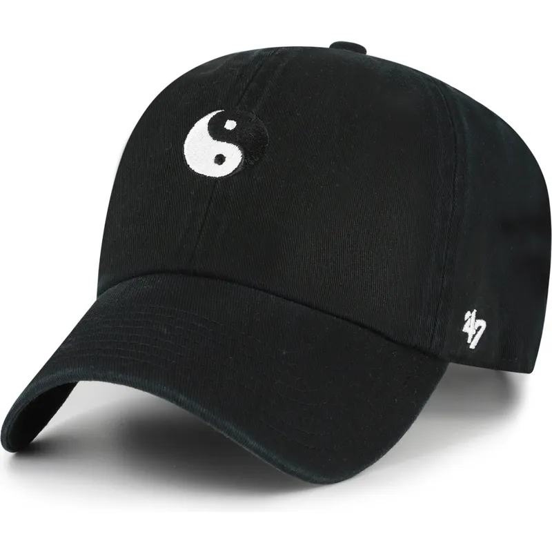 schwarze-verstellbare-curved-cap-yin-yang-smiley-clean-up-base-runner-icon-von-47-brand