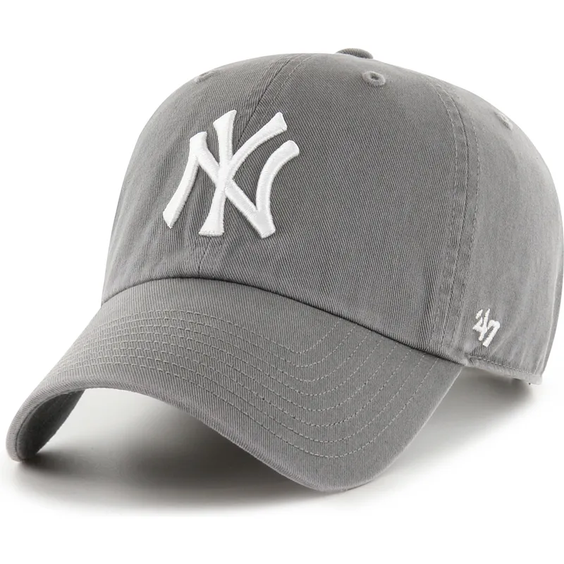 casquette-courbee-grise-ajustable-clean-up-no-loop-label-new-york-yankees-mlb-47-brand