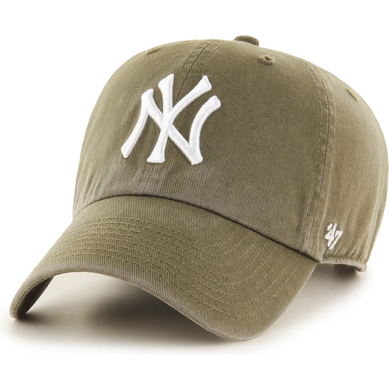 casquette-courbee-verte-ajustable-clean-up-sandalwood-new-york-yankees-mlb-47-brand