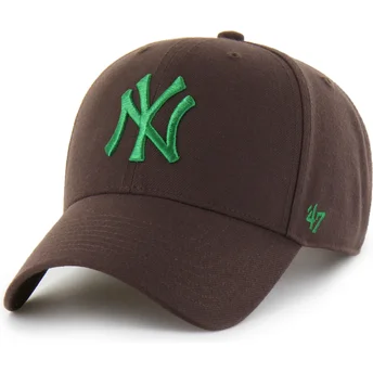 Casquette courbée marron snapback avec logo vert MVP New York Yankees MLB 47 Brand